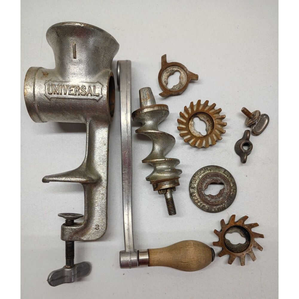 Vintage Universal #1 Meat Veggie Grinder Cast Iron Attachments